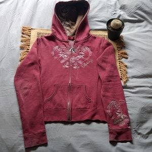 Red Billabong embroidered hoodie jacket